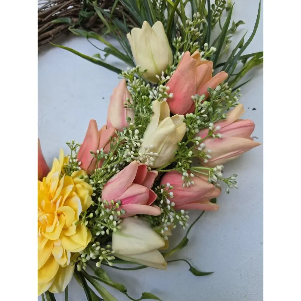 Handmade Spring Tulip Carnation Wreath 21